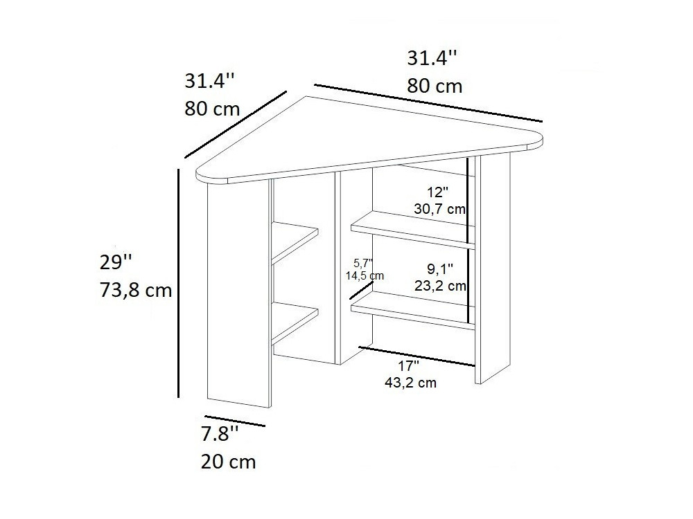 Holzschreibtisch "Corner " - 80 x 80 x 73 cm - Weiß