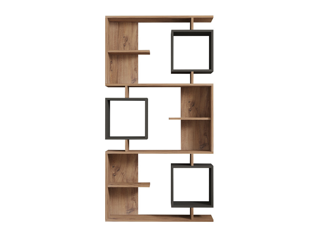 Bücherregal „Icardi“ aus Holz – 90 x 24 x 171 cm – Anthrazitfarbene atlantische Kiefer