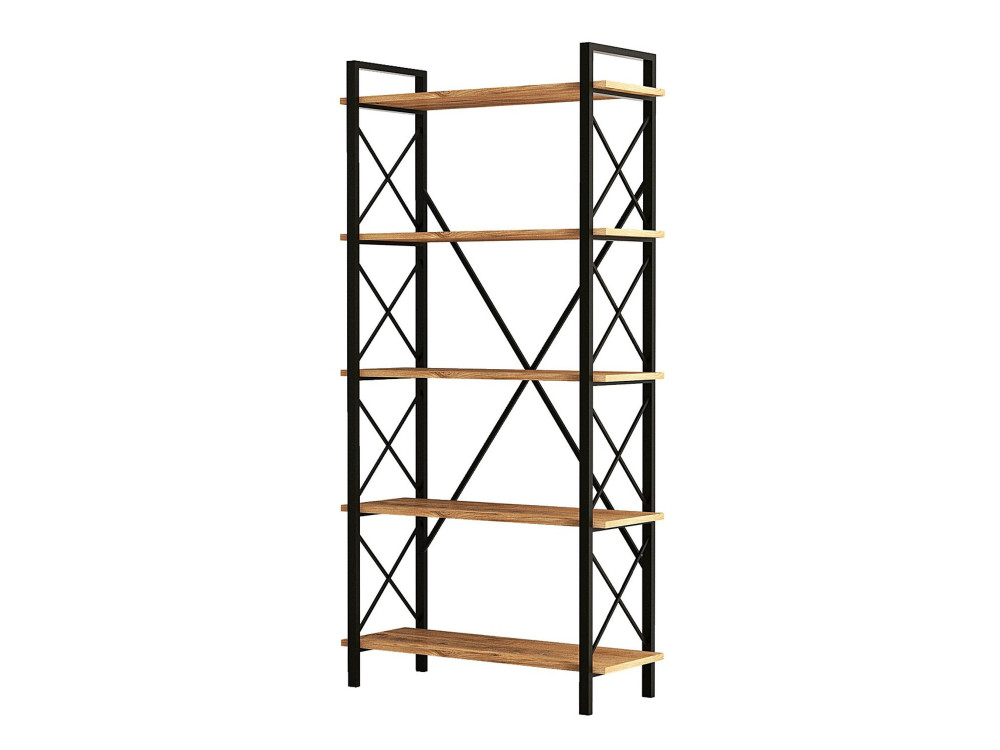 Bücherregal „Nero“ aus Holz – 90 x 33 x 180 cm – Schwarze atlantische Kiefer