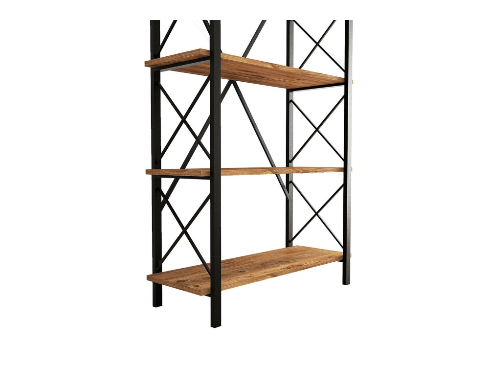 Bücherregal „Nero“ aus Holz – 90 x 33 x 180 cm – Schwarze atlantische Kiefer