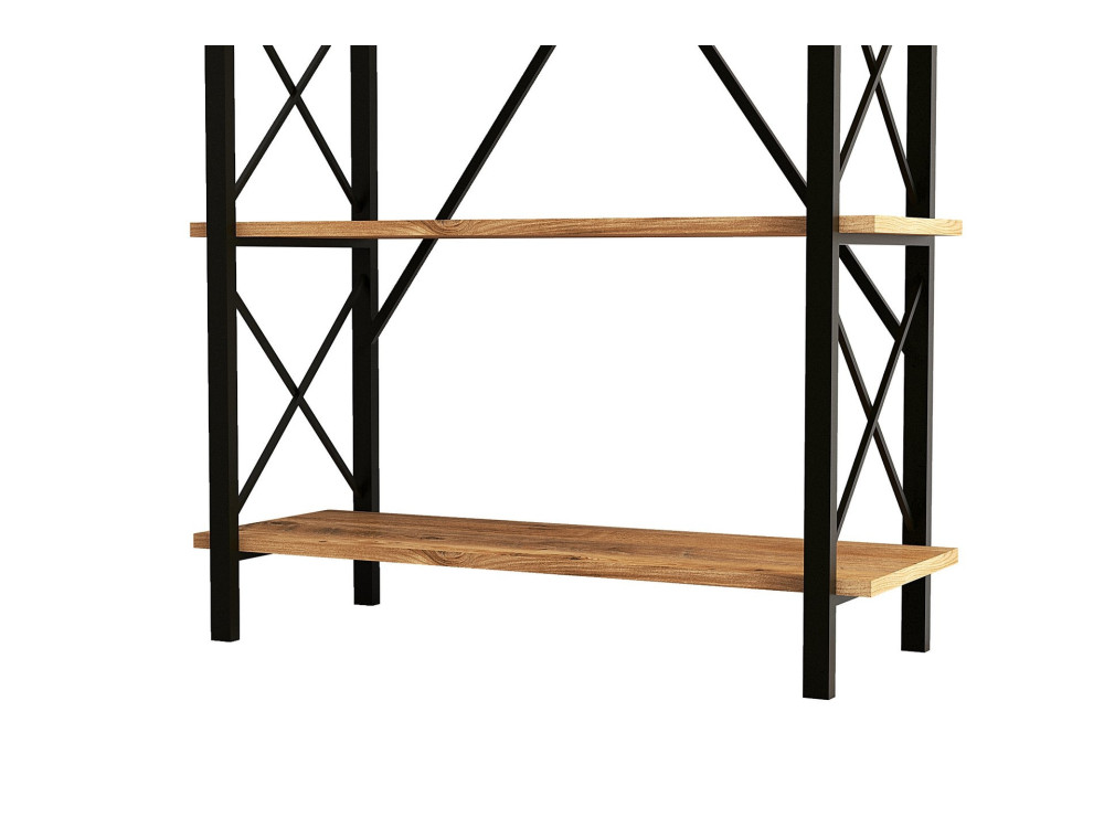 Bücherregal „Nero“ aus Holz – 90 x 33 x 180 cm – Schwarze atlantische Kiefer