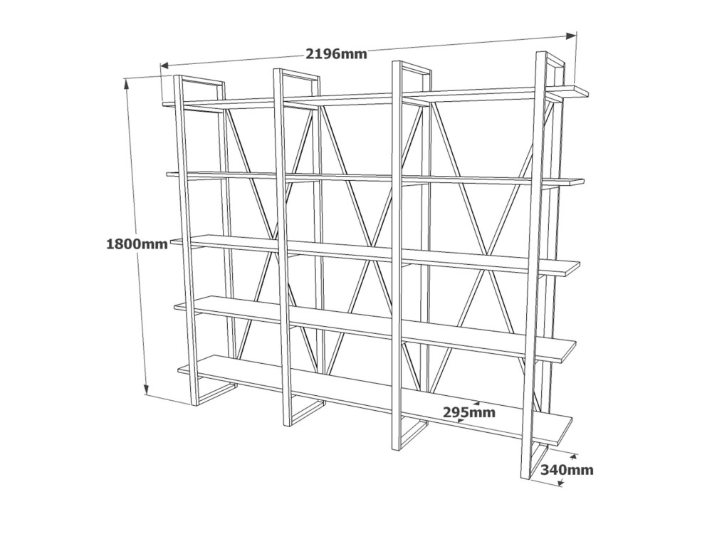 Bücherregal aus Holz "ML4" - 219 x 34 x 180 cm - Atlantische Kiefer