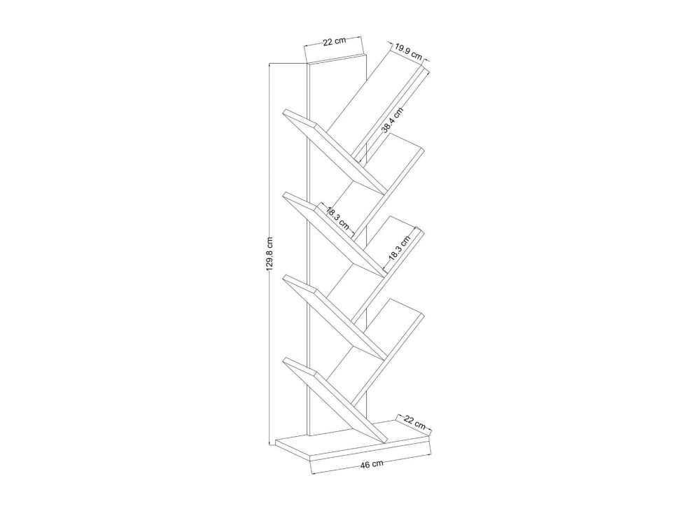 Bücherregal aus Holz "Tuval 066" - 46 x 22 x 129 cm - Eiche, Weiß