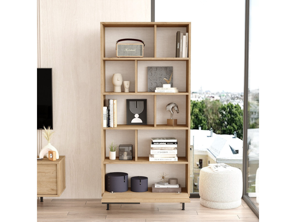 Bücherregal aus Holz "Calvin" 83,9 x 29,5 x 175,6 cm - Walnussholz