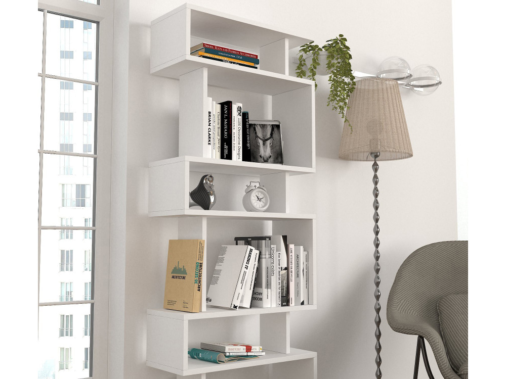 Holz Bücherregal "Blok" - 60 x 19 x 165 cm - Weiß