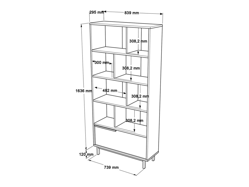 Bücherregal aus Holz "ON4-SW" - 84 x 30 x 176 cm - Weiß