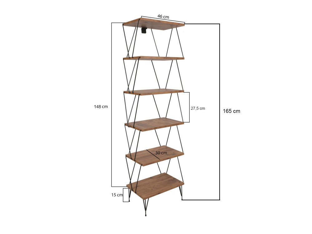 Bücherregal aus Holz "Balaban" - 46 x 30 x 165 cm - Braun