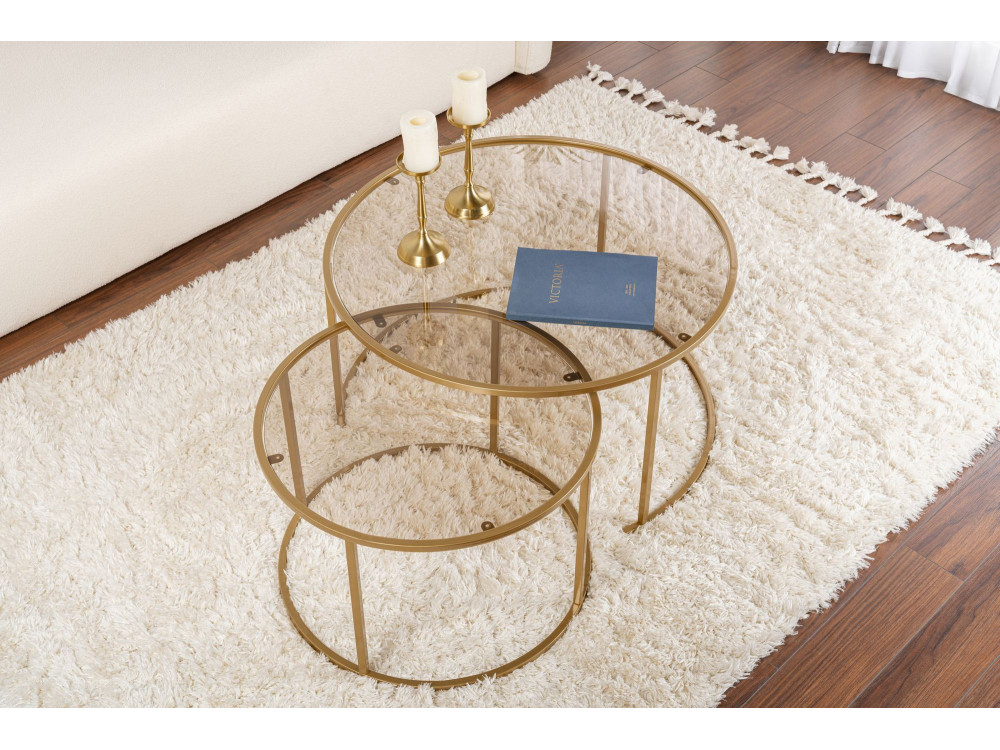 2er-Set Couchtische aus Metall "Aurum" - 80 x 80 x 43 cm - Bronze Gold