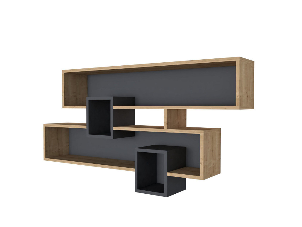 Wandregal aus Holz "Karen" - 120 x 22 x 72 cm - SaphirAnthrazit