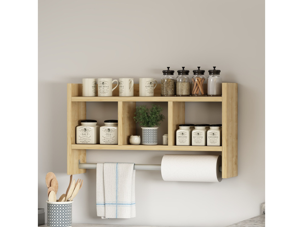 Wandregal aus Holz "Asya" - 63 x 14 x 35 cm - Beige