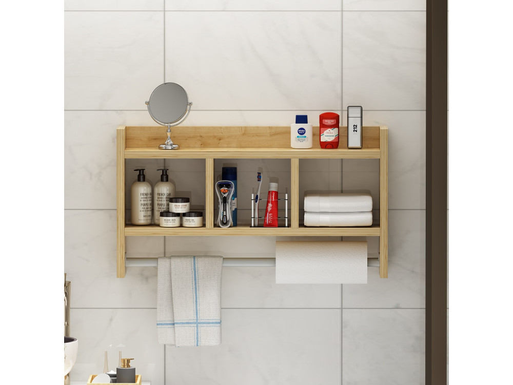 Wandregal aus Holz "Asya" - 63 x 14 x 35 cm - Beige