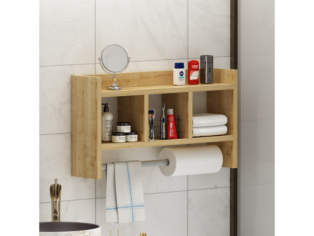 Wandregal aus Holz "Asya" - 63 x 14 x 35 cm - Beige