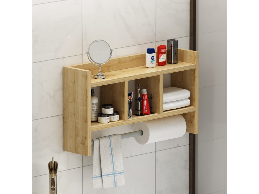 Wandregal aus Holz "Asya" - 63 x 14 x 35 cm - Beige