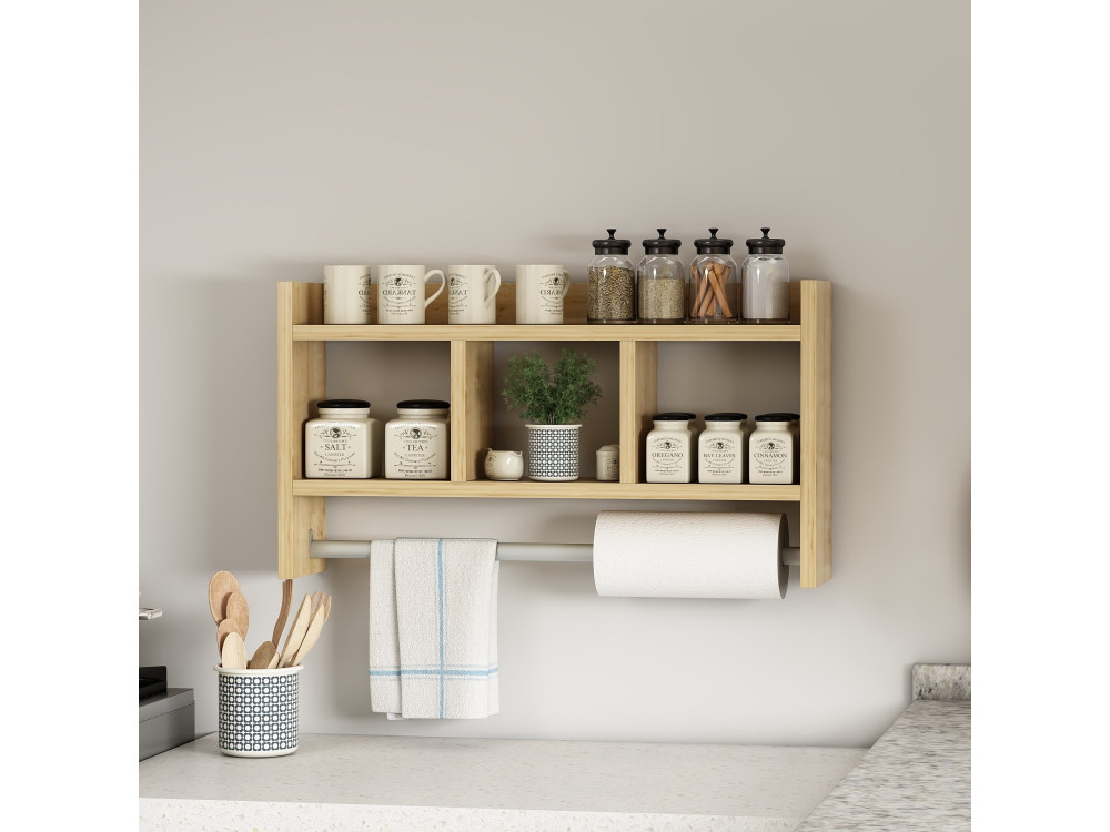 Wandregal aus Holz "Asya" - 63 x 14 x 35 cm - Beige