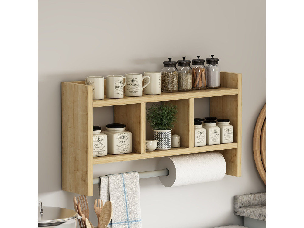 Wandregal aus Holz "Asya" - 63 x 14 x 35 cm - Beige