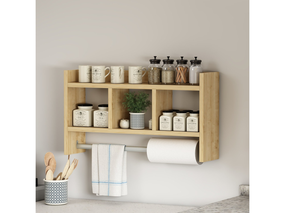 Wandregal aus Holz "Asya" - 63 x 14 x 35 cm - Beige