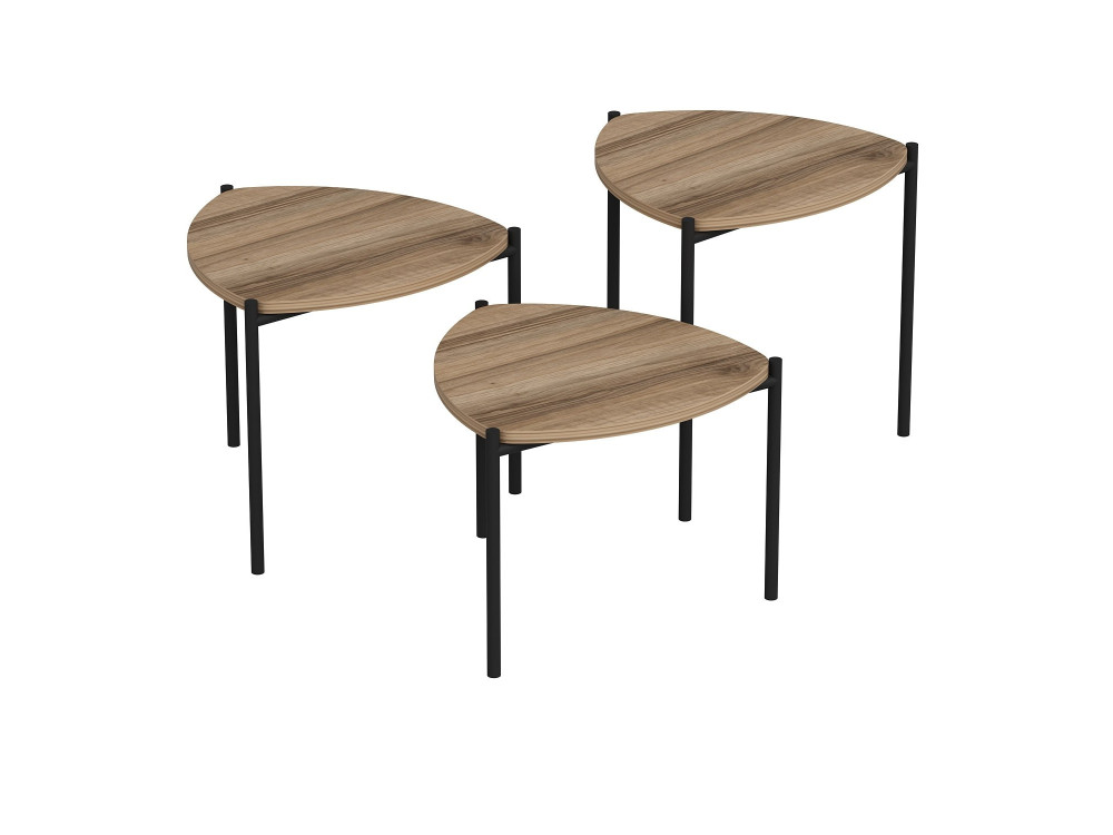 Set aus 3 Auszieh-Couchtischen aus Holz "Lenny" - 45 x 45 x 45 cm - Braun