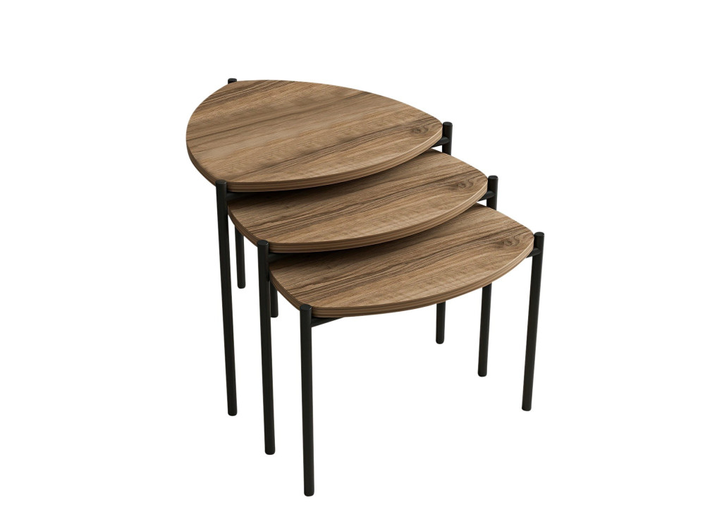 Set aus 3 Auszieh-Couchtischen aus Holz "Lenny" - 45 x 45 x 45 cm - Braun