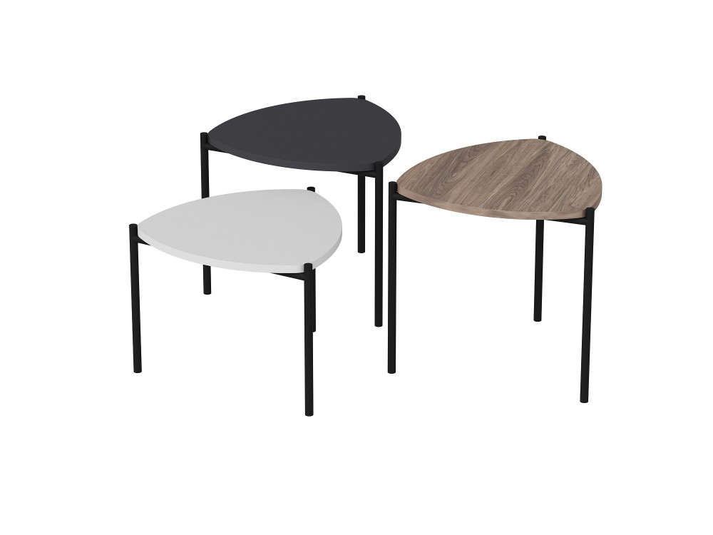 Set aus 3 ausziehbaren Couchtischen aus Holz "Lenny" - 45 x 45 x 45 cm - Mehrfarbig