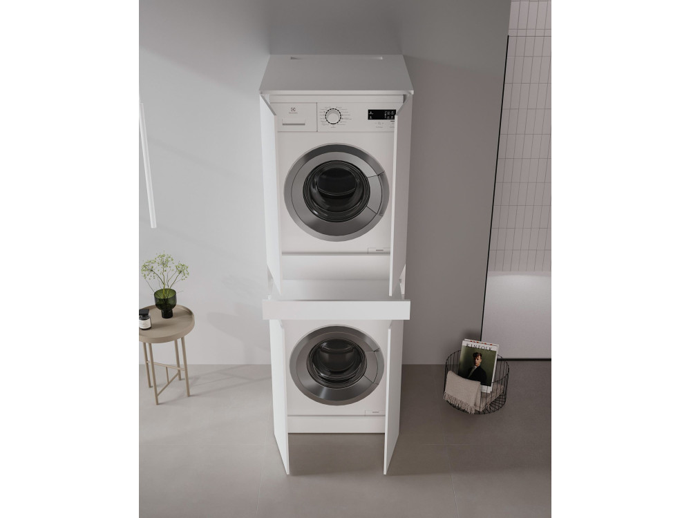 Waschmaschinenunterschrank „Neve 70“ – 70 x 73 x 193 cm – Mattweiß