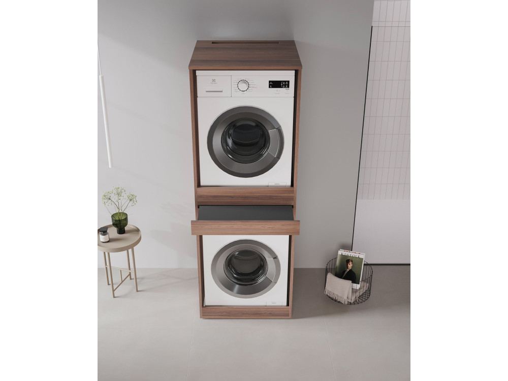 Waschmaschinenunterschrank „Linfa 70“ – 70 x 73 x 193 cm – Dark Walnut