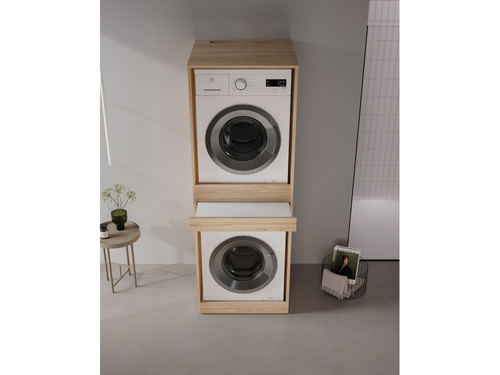 Waschmaschinenunterschrank „Linfa 70“ – 70 x 73 x 193 cm – Eiche
