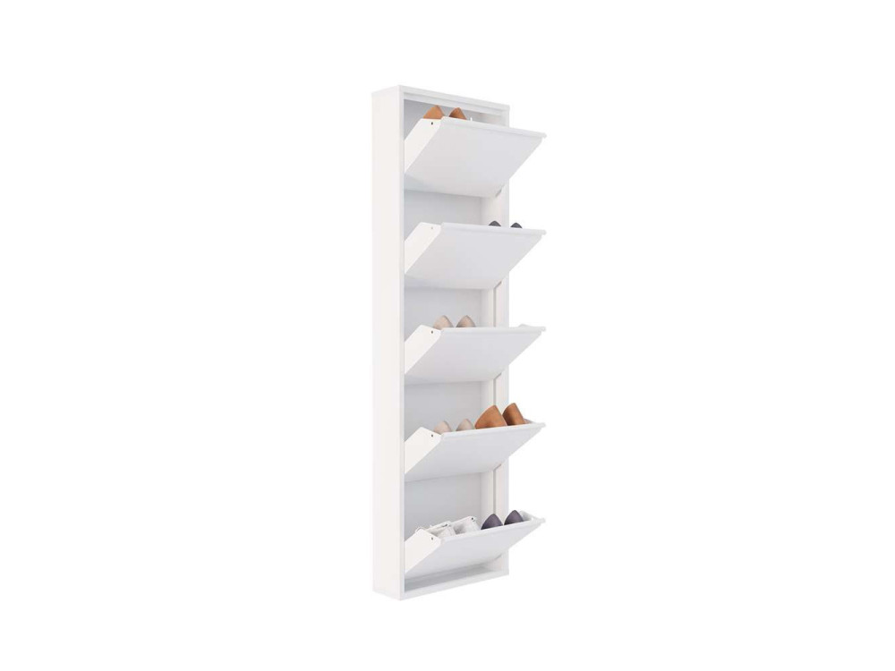 Schuhschrank aus Metall "Ayse" - 50 x 15 x 169 cm - Weiß