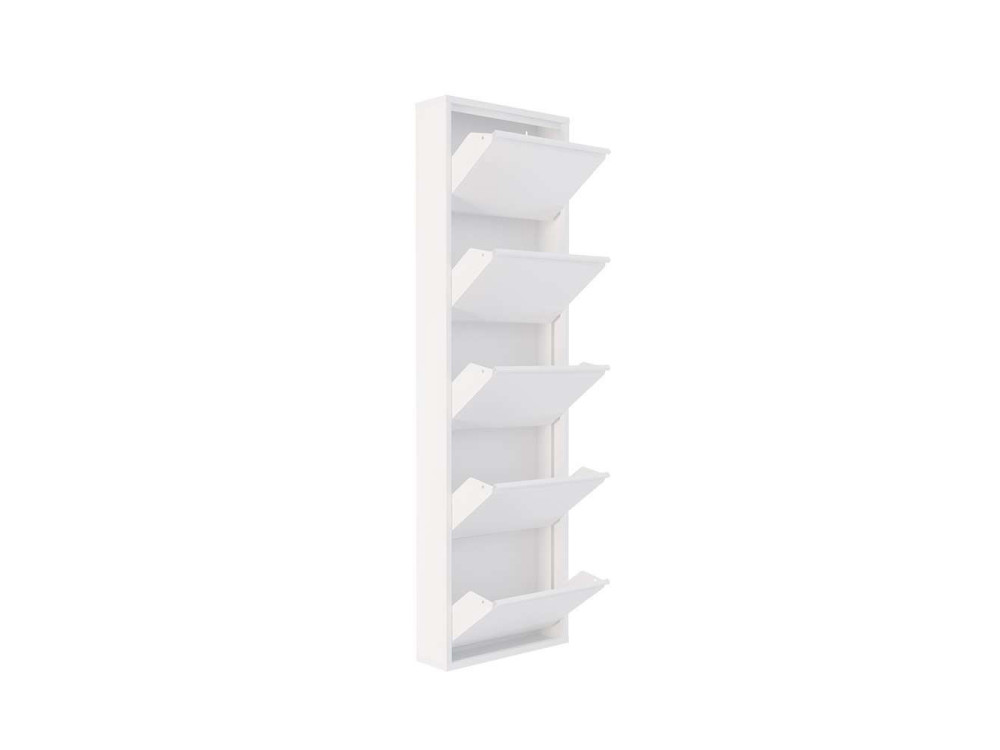 Schuhschrank aus Metall "Ayse" - 50 x 15 x 169 cm - Weiß