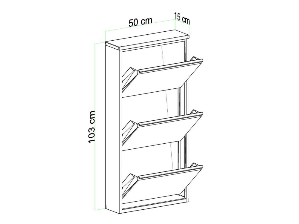 Schuhschrank aus Metall "Luna" - 50 x 15 x 103 cm - Weiß