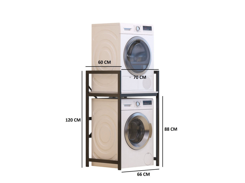 Waschmaschinenschrank aus Metall "Junior" - 70 x 60 x 116 cm - Weiß