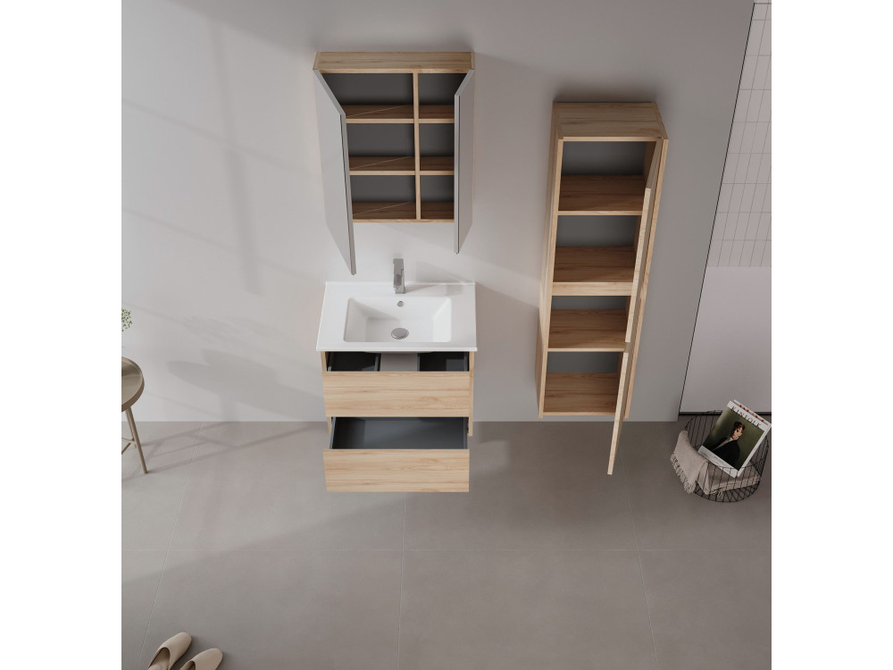 Badezimmerschrank „Side 40“ – 40 x 27 x 138 cm – Eiche