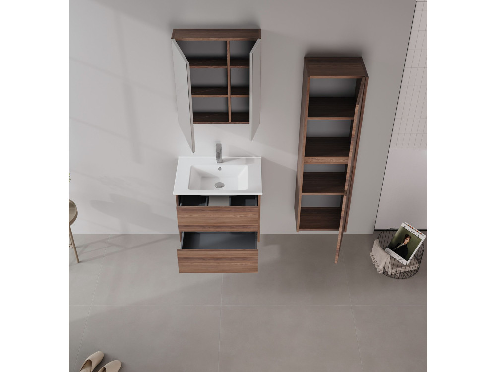 Badezimmerschrank „Side 40“ – 40 x 27 x 138 cm – Dark Walnut