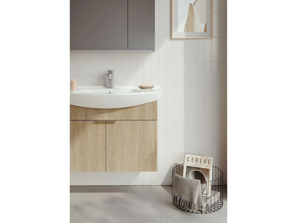Waschtisch-Set mit Spiegel (2-teilig) „Purus 80“ – 80 x 50 x 58 cm – Eiche