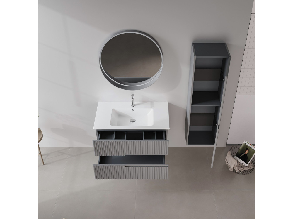 Waschtischunterschrank „Moonlight 90 v2“ – 91 x 51 x 51 cm – Mattgrau