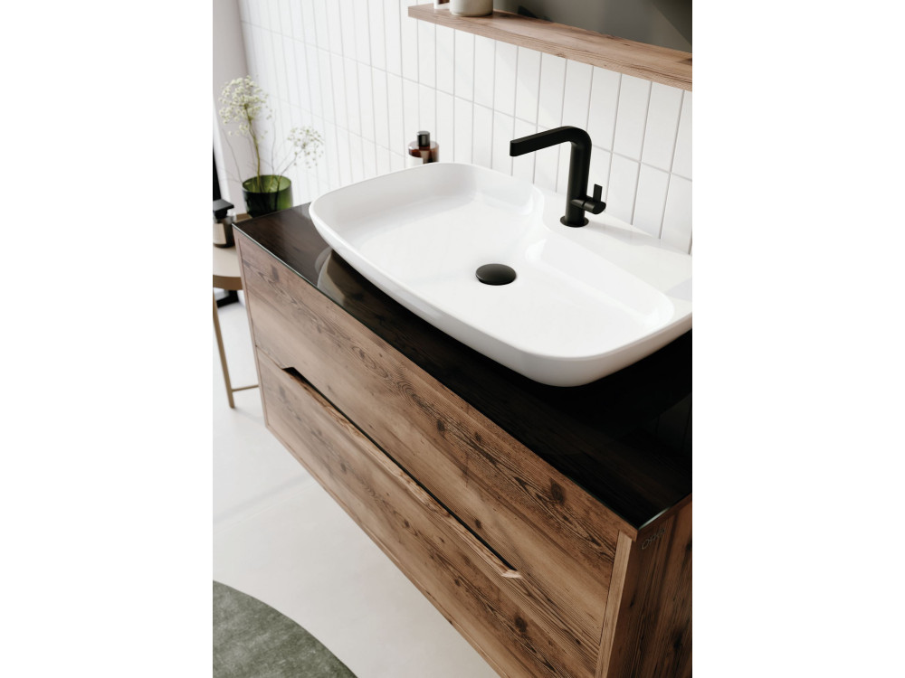 Waschtisch-Set mit Spiegel (2-teilig) „Galia 100 v2“ – 100 x 50 x 50 cm – Walnuss