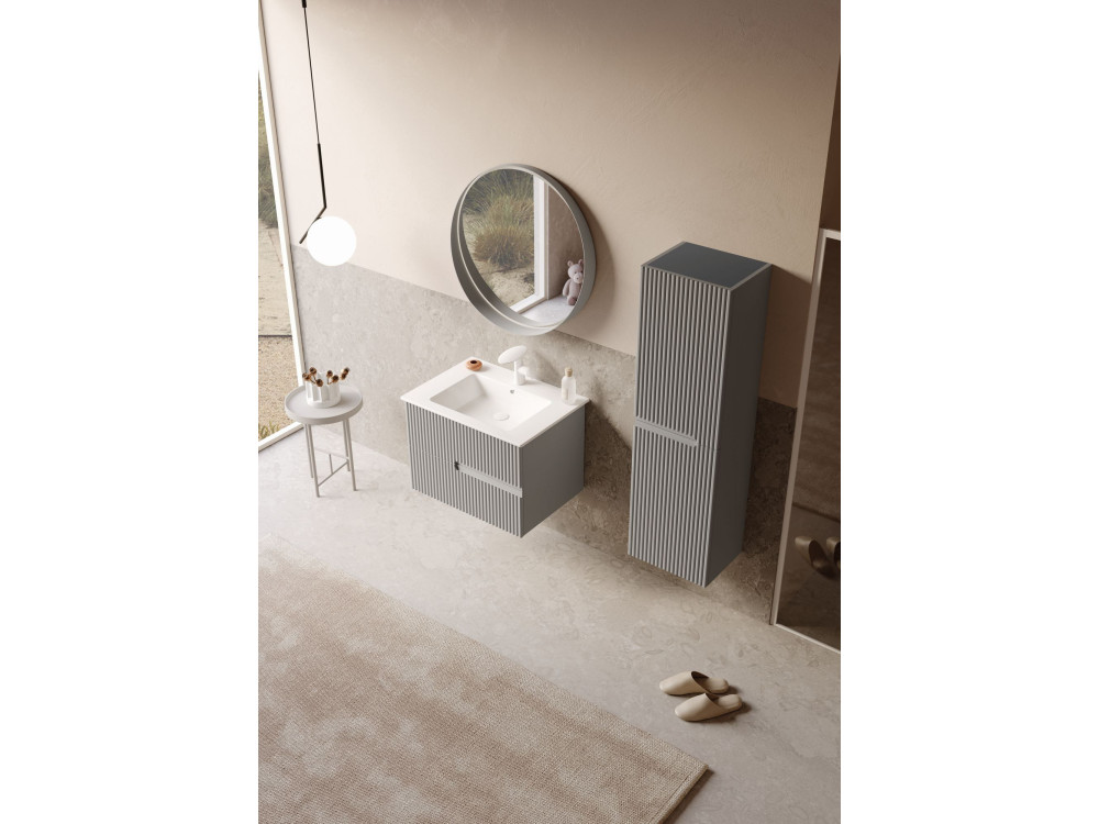 Waschtisch-Set mit Spiegel (2-teilig) „Moonlight 70 v2“ – 71 x 51 x 51 cm – Matt Mink
