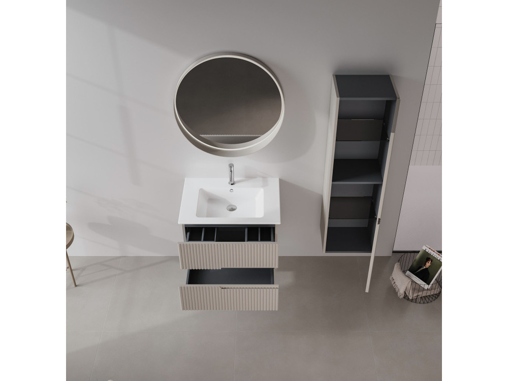 Waschtisch-Set mit Spiegel (2-teilig) „Moonlight 70 v2“ – 71 x 51 x 51 cm – Matt Mink