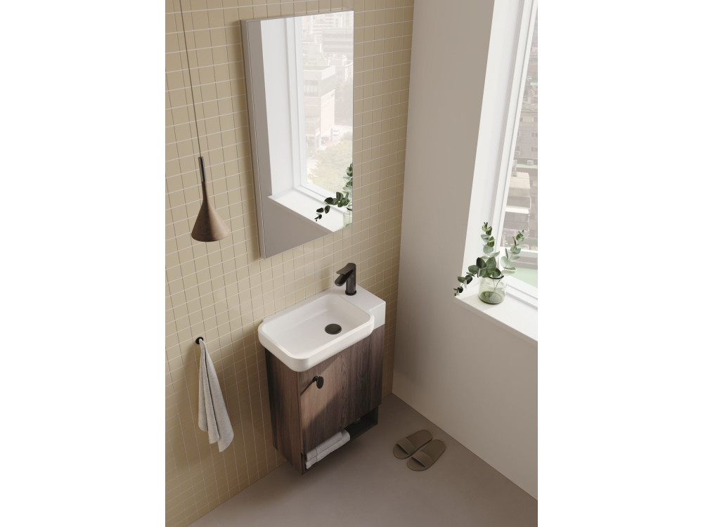 Waschtisch-Set mit Spiegel (2-teilig) „Begonya 55“ – 53 x 33 x 75 cm – Walnuss