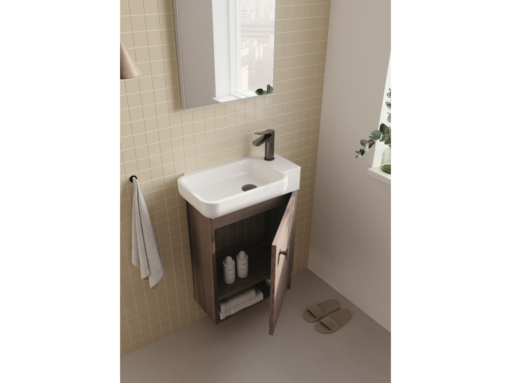 Waschtisch-Set mit Spiegel (2-teilig) „Begonya 55“ – 53 x 33 x 75 cm – Walnuss