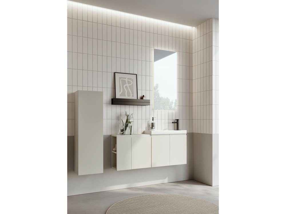 Waschtisch-Set mit Spiegel (2-teilig) „Ferla 110“ – 110 x 22 x 45 cm – Matt-Kaschmir