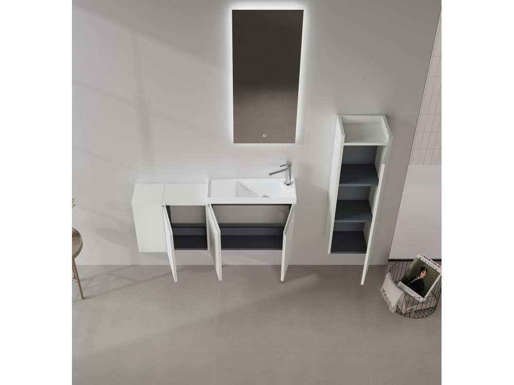 Waschtisch-Set mit Spiegel (2-teilig) „Ferla 110“ – 110 x 22 x 45 cm – Matt-Kaschmir