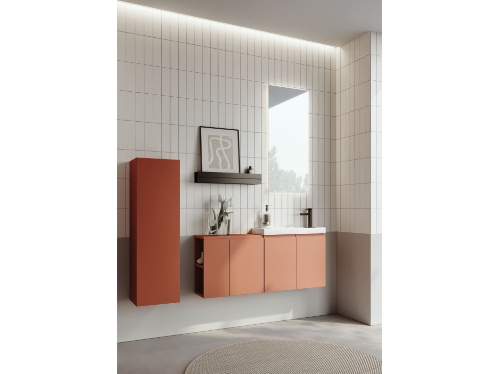 Waschtisch-Set mit Spiegel (2-teilig) „Ferla 110“ – 110 x 22 x 45 cm – Matt-Zimt