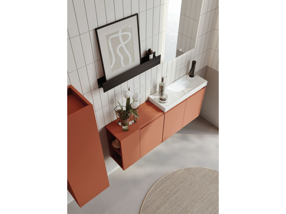 Waschtisch-Set mit Spiegel (2-teilig) „Ferla 110“ – 110 x 22 x 45 cm – Matt-Zimt