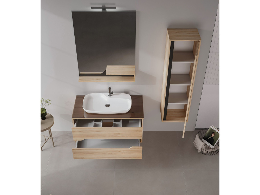 Dekorativer Holzspiegel „Galia 80“ – 60 x 14 x 100 cm – Eiche