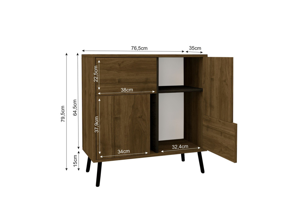 Holzbüffet "Darien" - 76 x 35 x 79 cm - Braun