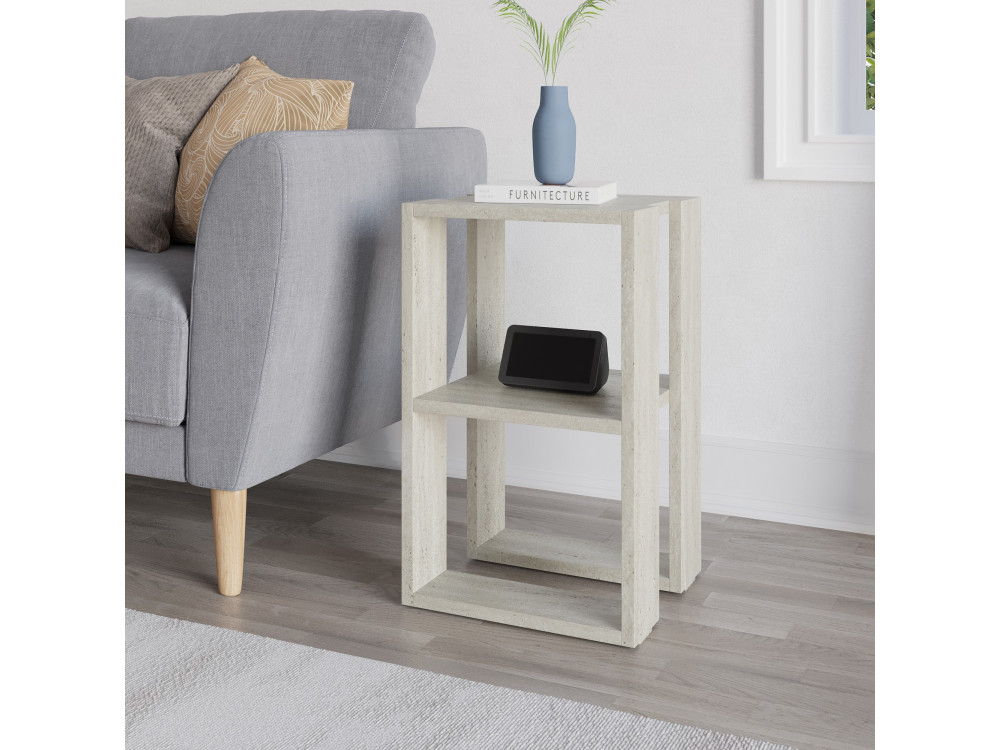Nachttisch aus Holz "Lonie" 30 x 30 x 55 cm - Travertin