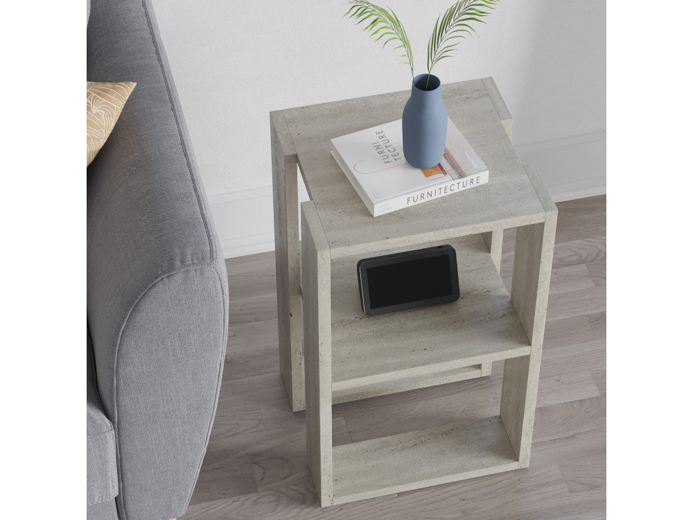 Nachttisch aus Holz "Lonie" 30 x 30 x 55 cm - Travertin