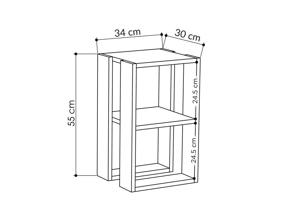 Nachttisch aus Holz "Lonie" 30 x 30 x 55 cm - Travertin