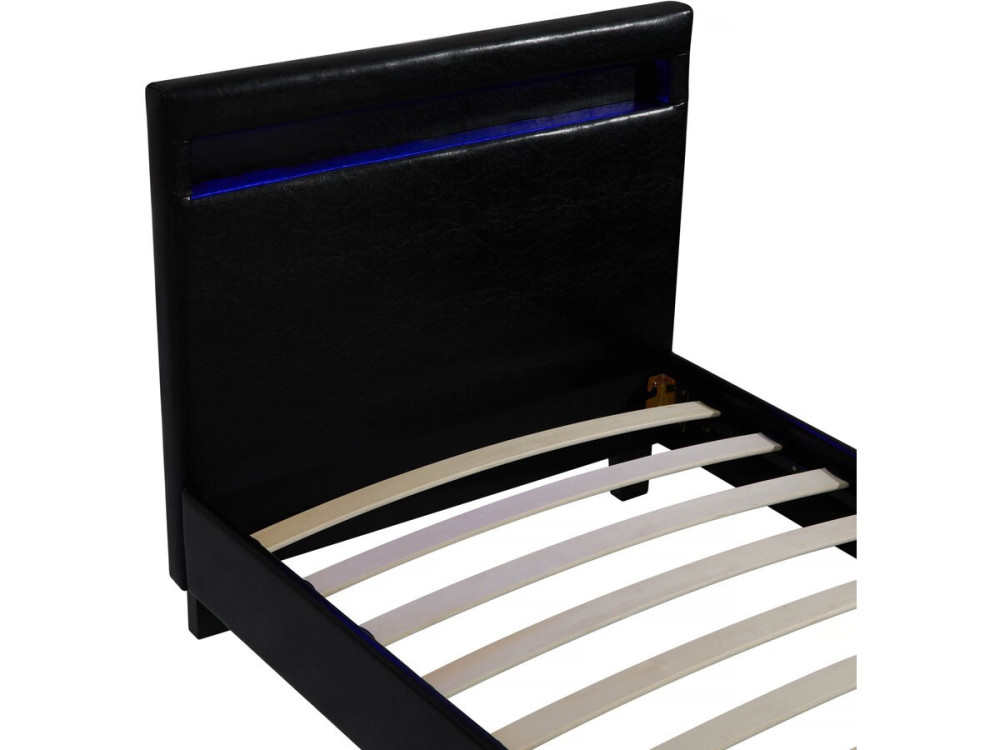 Bett mit LED "Maria" 90 x 190 cm - Schwarz