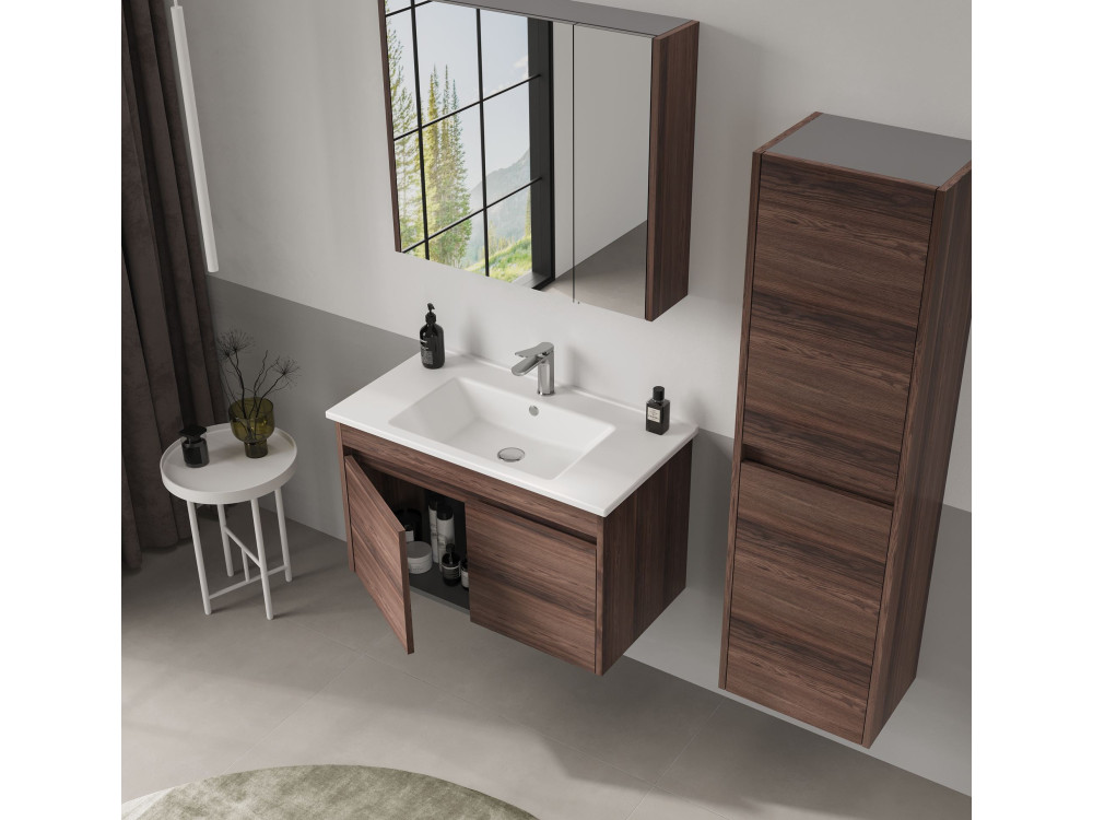 Waschtischunterschrank „Side 85 v2“ – 85 x 45 x 52 cm – Dark Walnut